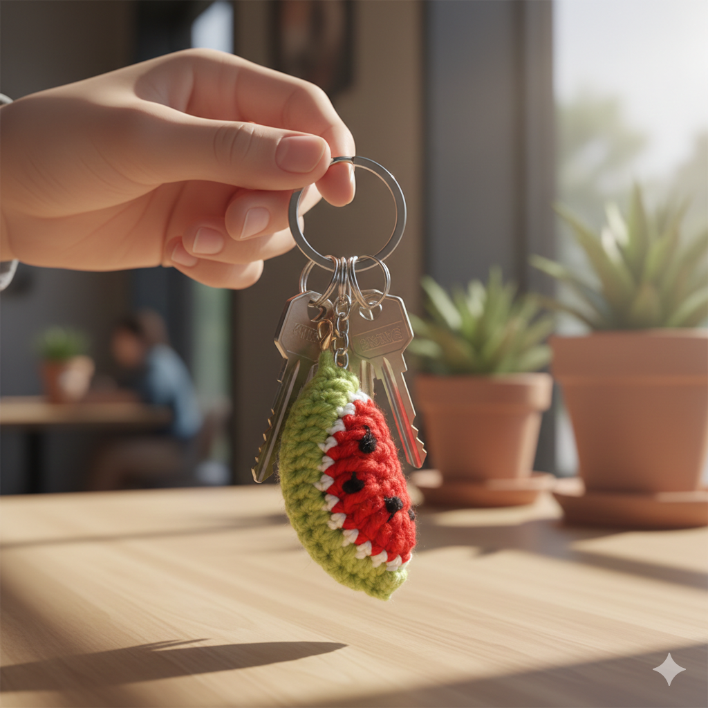 Crochet Watermelon Keychain - Image 2