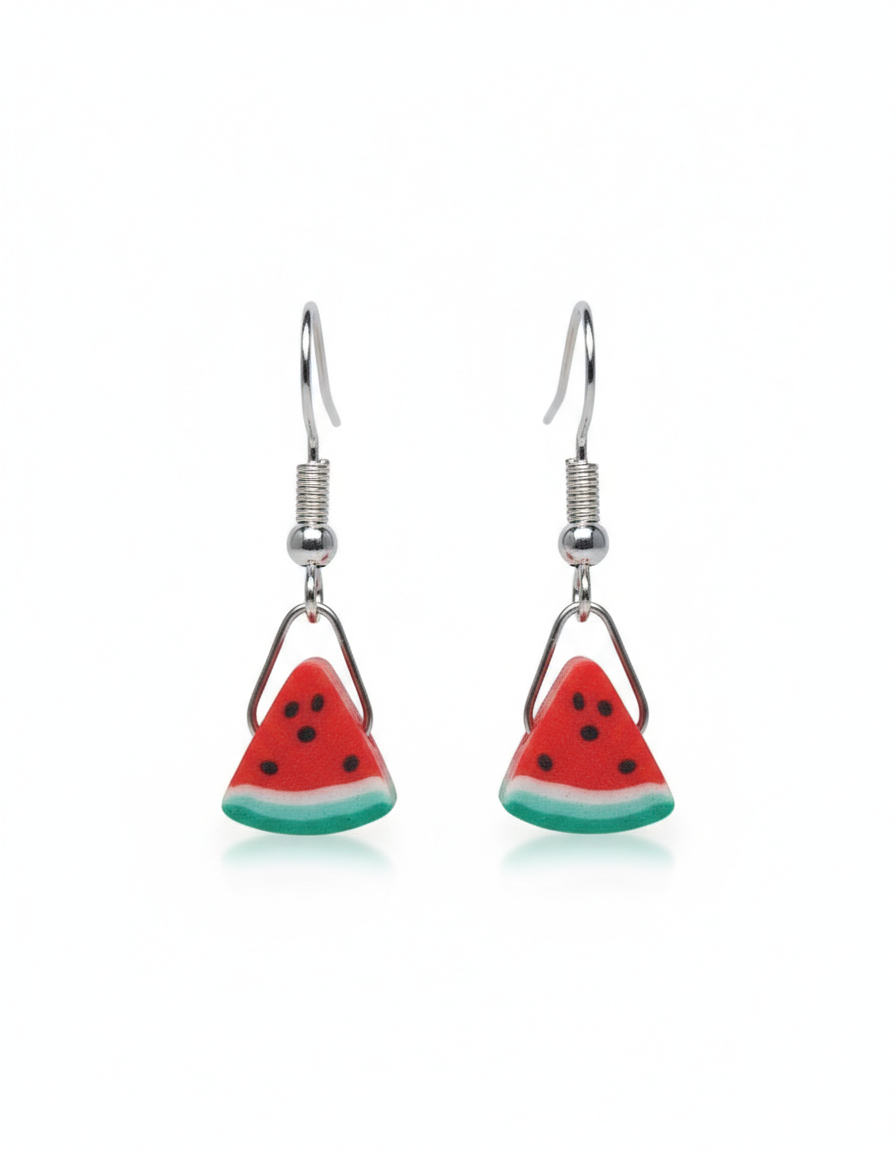 WATERMELON EARRINGS silver colored