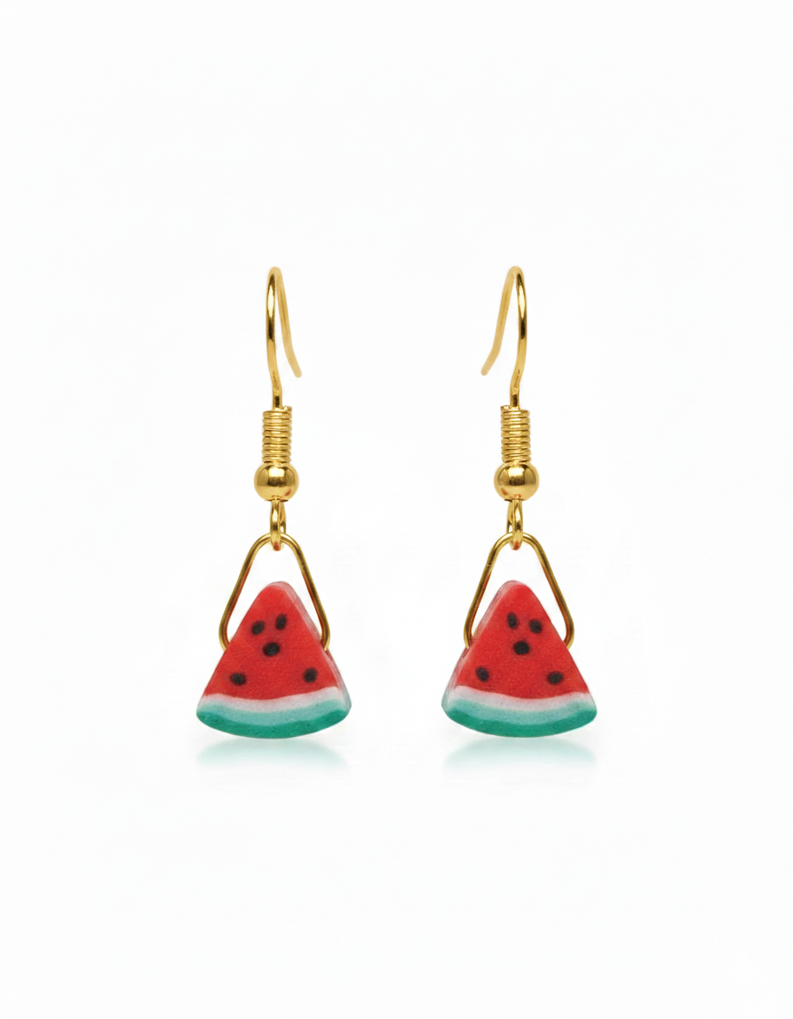 WATERMELON EARRINGS gold colored